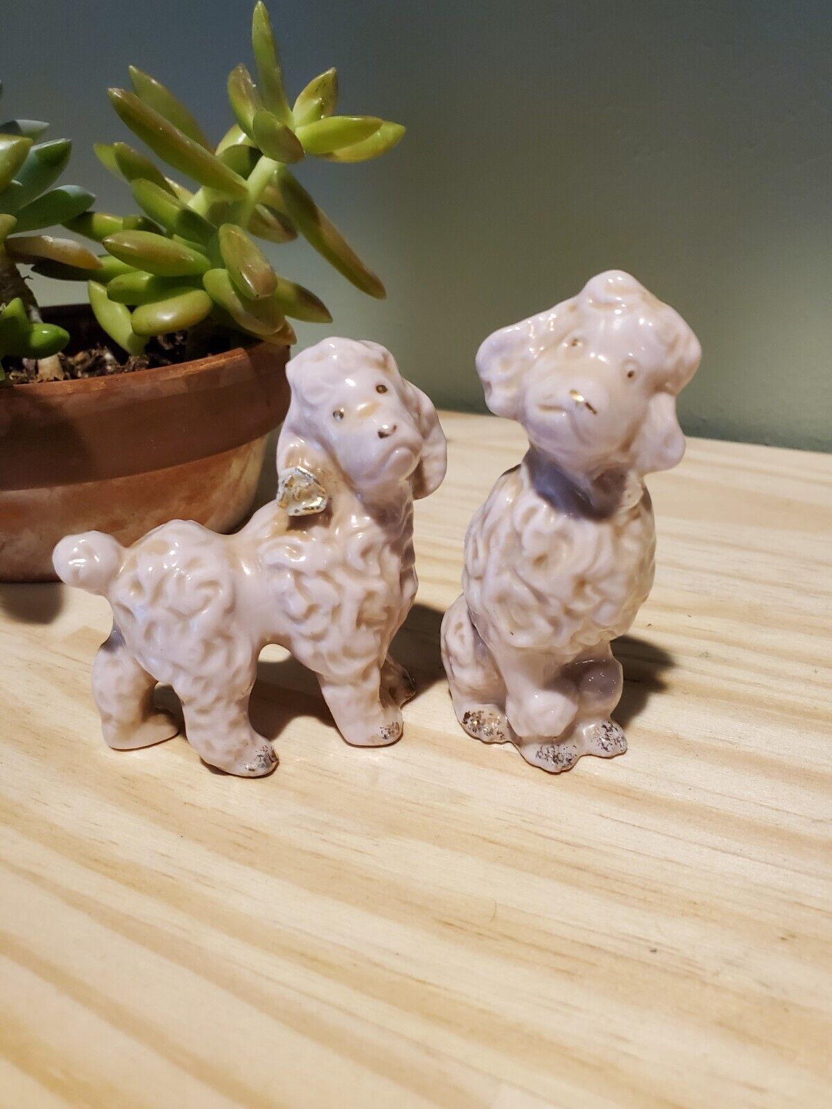 Vintage 1950s Poodle Pink Porcelain Poodle Dog Figurine Japan Collectible MCM