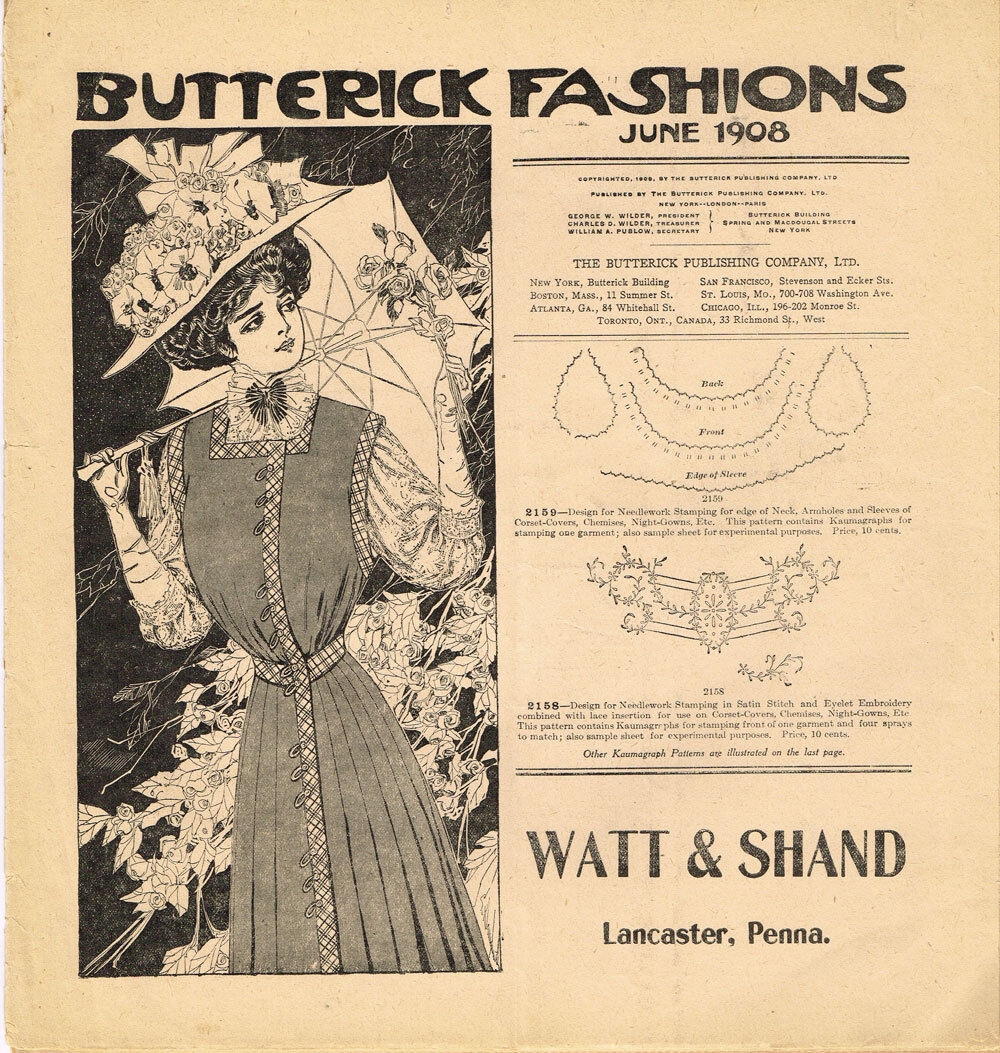 Ebook on CD Butterick Fashion Flyer June 1908 Small Sewing Pattern Catalog