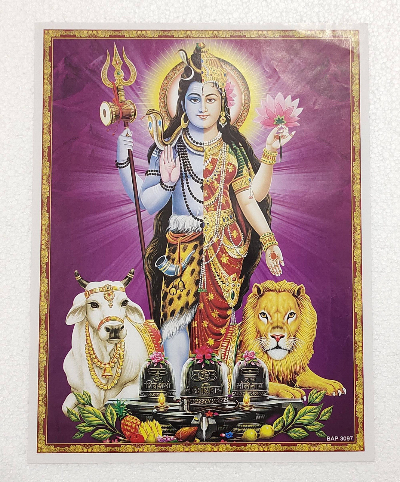 India Hindu Religious Print - God Shiva & Parvathi Ardhanarishvara Roop