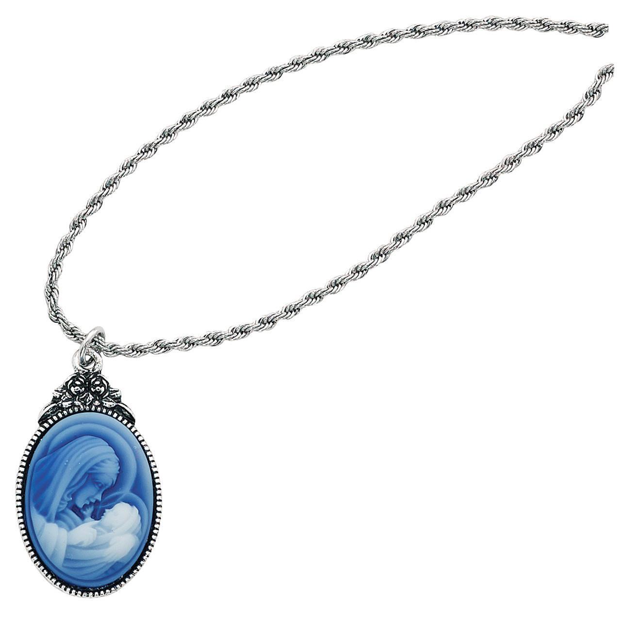 Mother and Child Cameo Pendant Features 18in Rope Chain Comes Carded