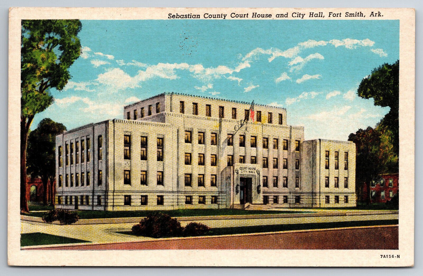 Vintage Postcard AR Fort Smith Sebastian County Court House City Hall