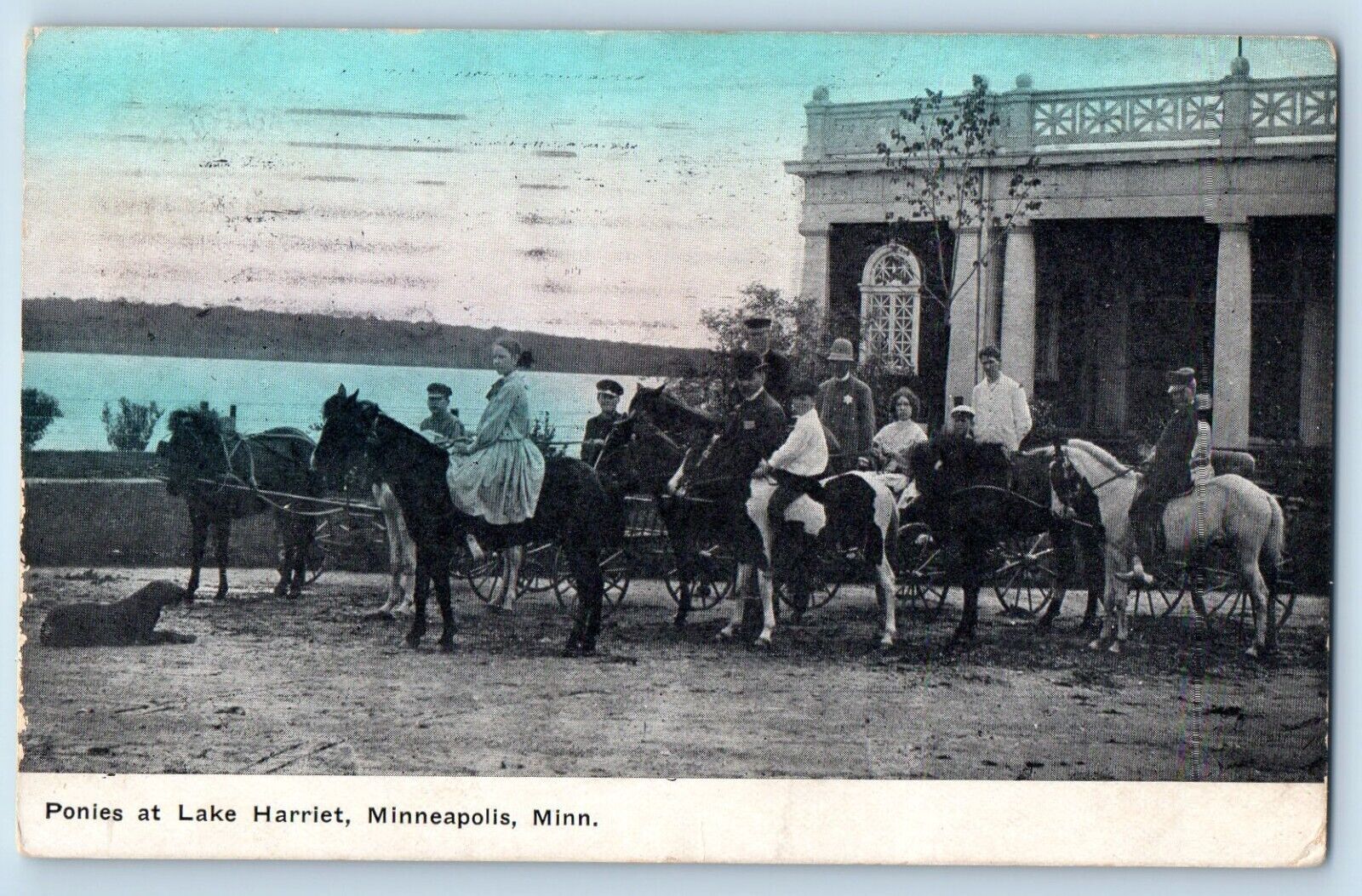Minneapolis Minnesota Postcard Ponies Lake Harriet Exterior View c1912 Vintage