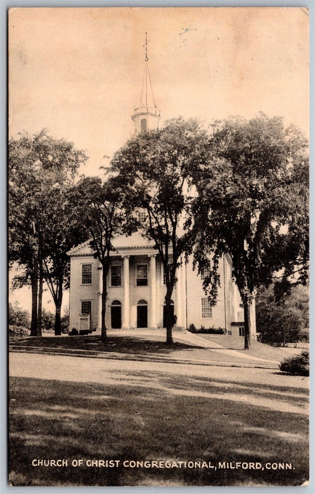 Vtg Milford Connecticut CT Church of Christ Congregational 1940s View Postcard