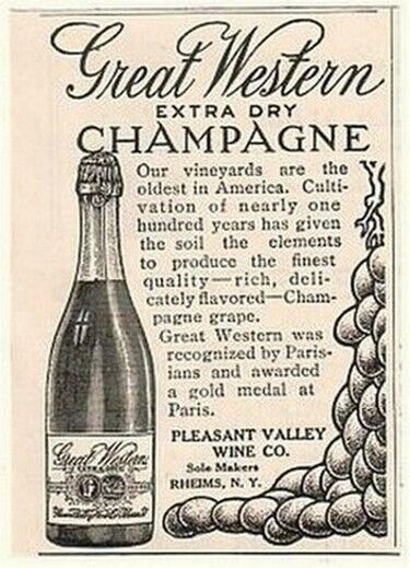 1908 Great Western Extra Dry Champagne Print Ad