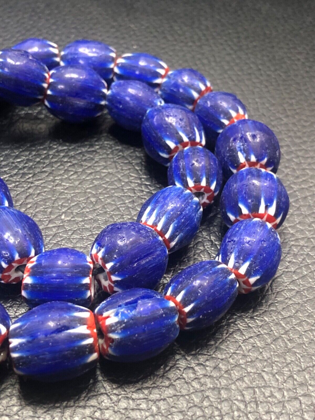 Awesome Antique Style Venetian Vintage Chevron Trade Glass Beads Strands 15.5mm