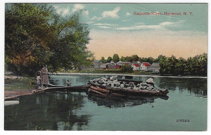 Norwood, New York, Vintage Postcard View of Raquette River