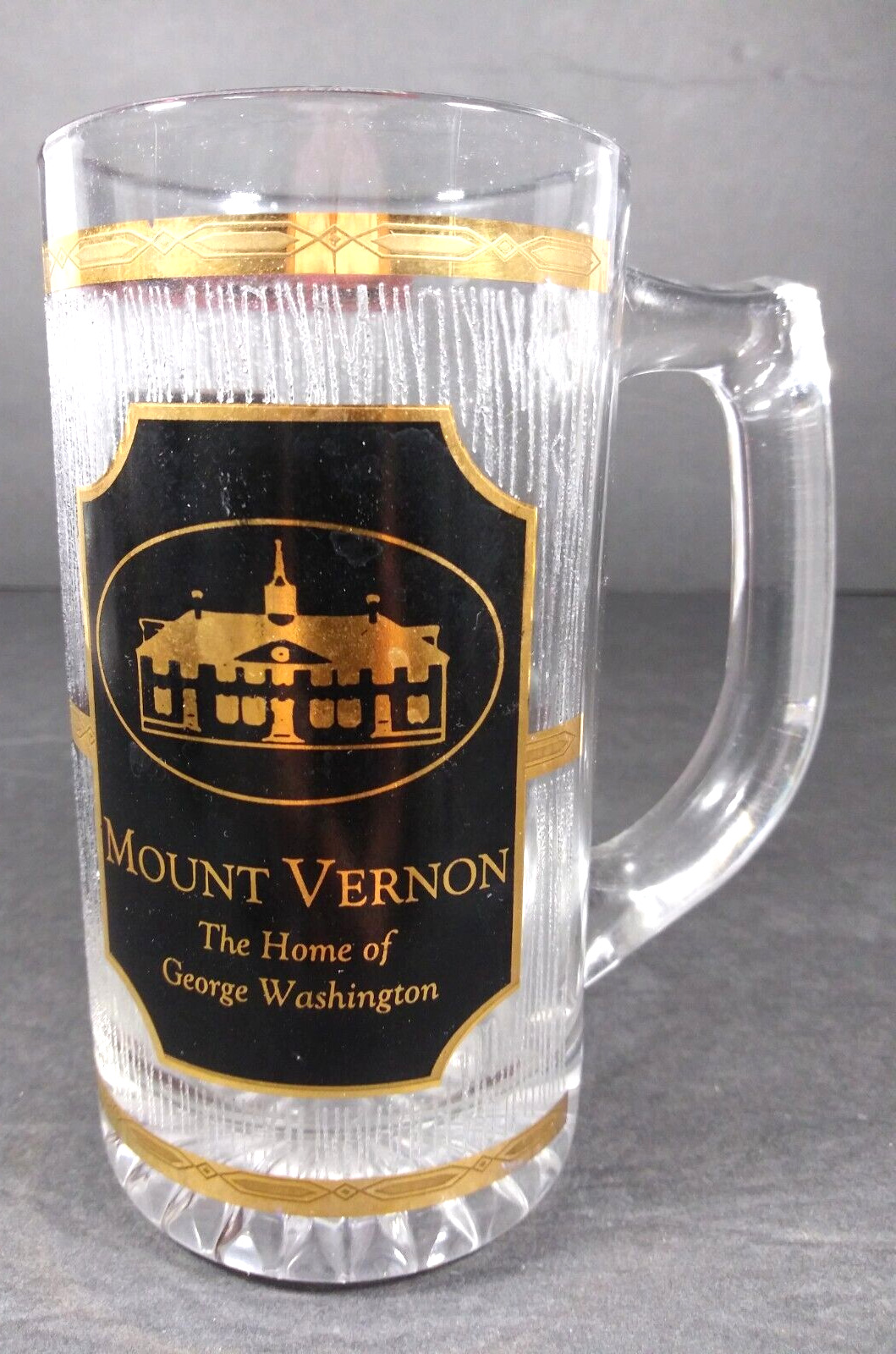 Vintage Culver Glass Mug Mount Vernon 22K Gold Barware Beer Stein 