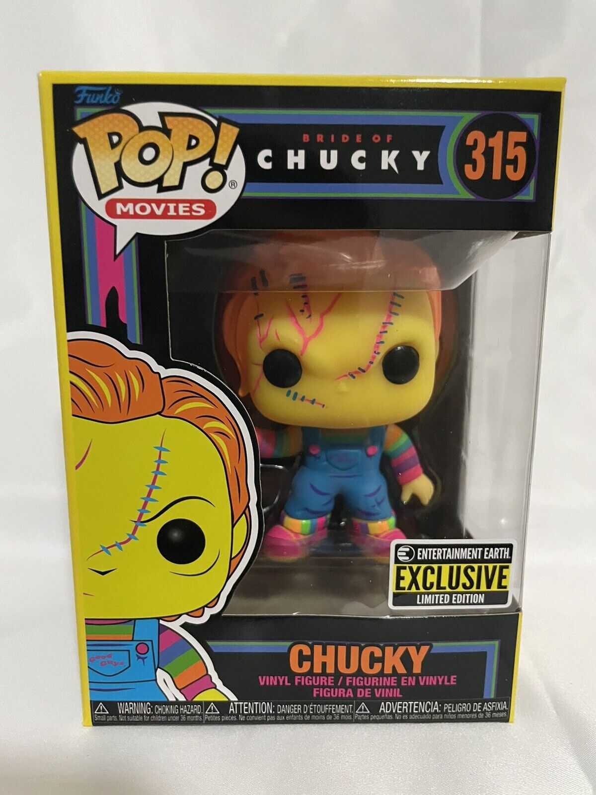 Funko Pop Movies : Bride of Chucky #315 - Chucky Black Light EE Exclusive