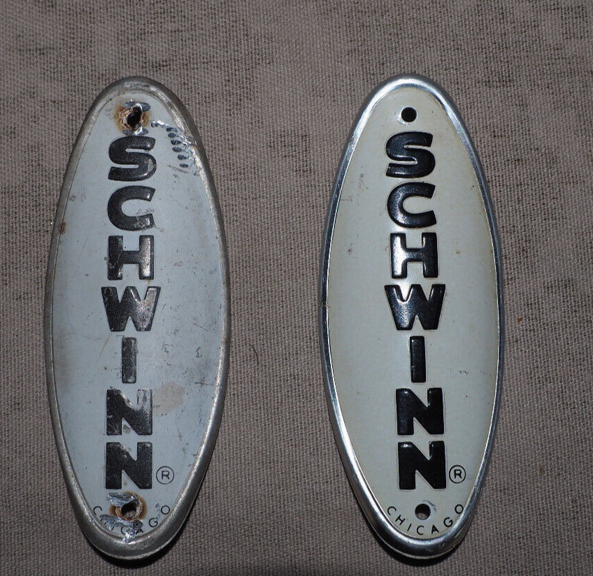 Pair of Vintage Schwinn Head Badges
