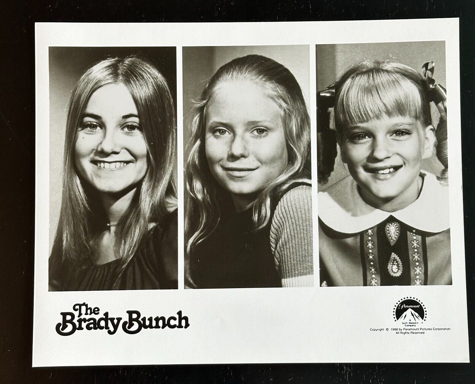 The Brady Bunch Black & White 8x10 Photos (3) with Paramount logo