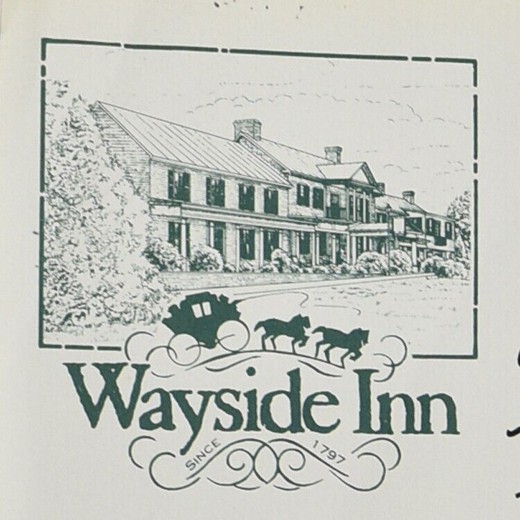 Vintage 1980s Wayside Inn Restaurant Menu 7783 Main Street Middletown Virginia