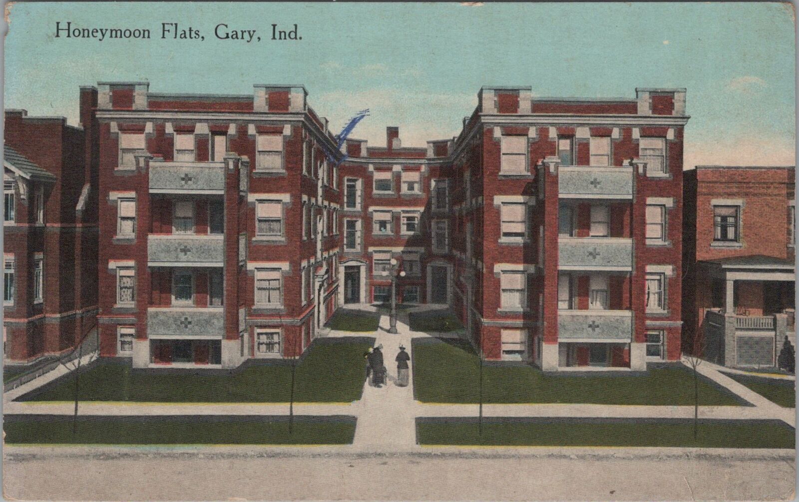 Postcard Honeymoon Flats Gary IN 1913