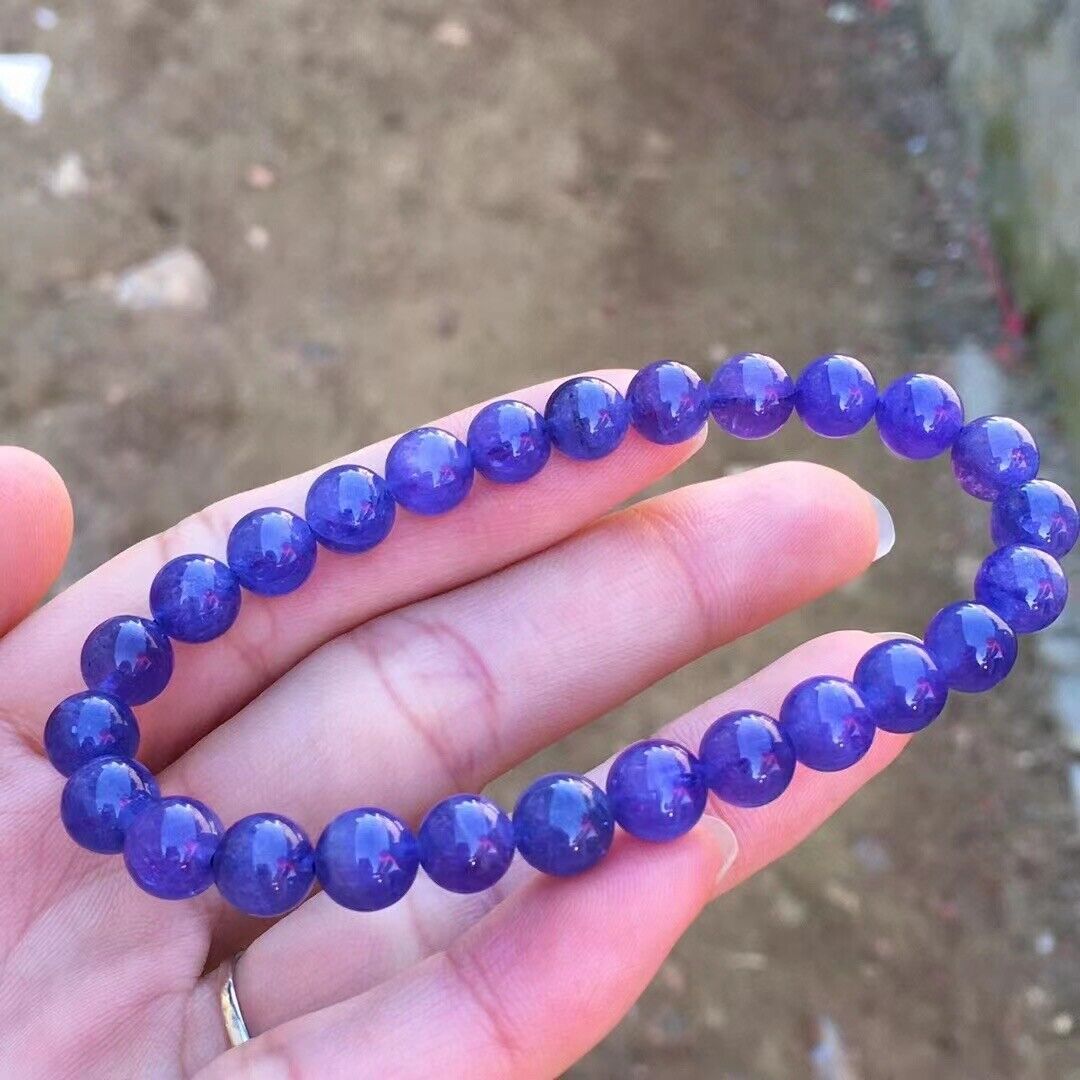 7.8mm Natural Tanzania Tanzanite Blue Zoisite Gemstone Beads Bracelet AAA