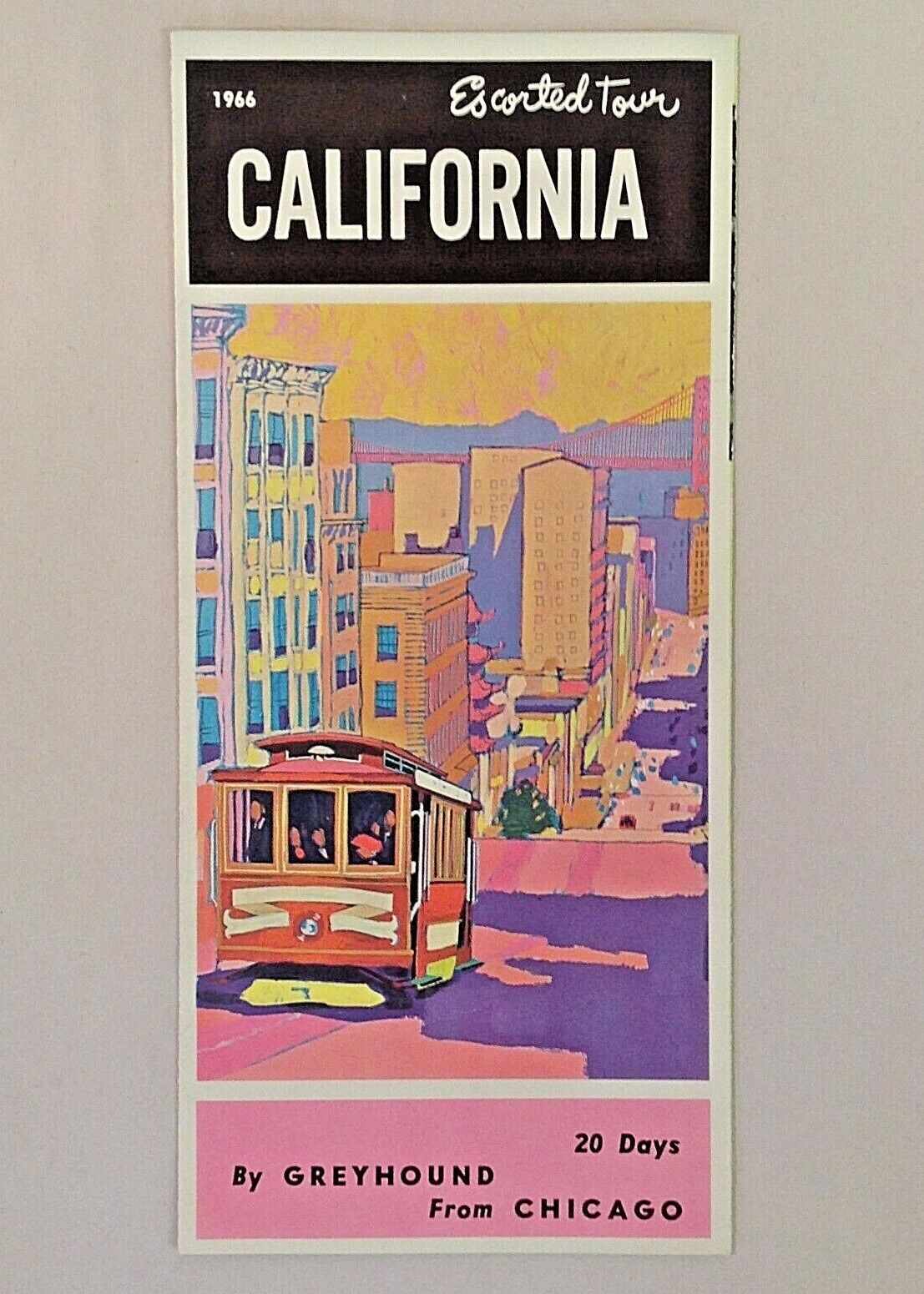 Vintage 1966 Greyhound California Escorted Tour Color Brochure Rates Schedule CA