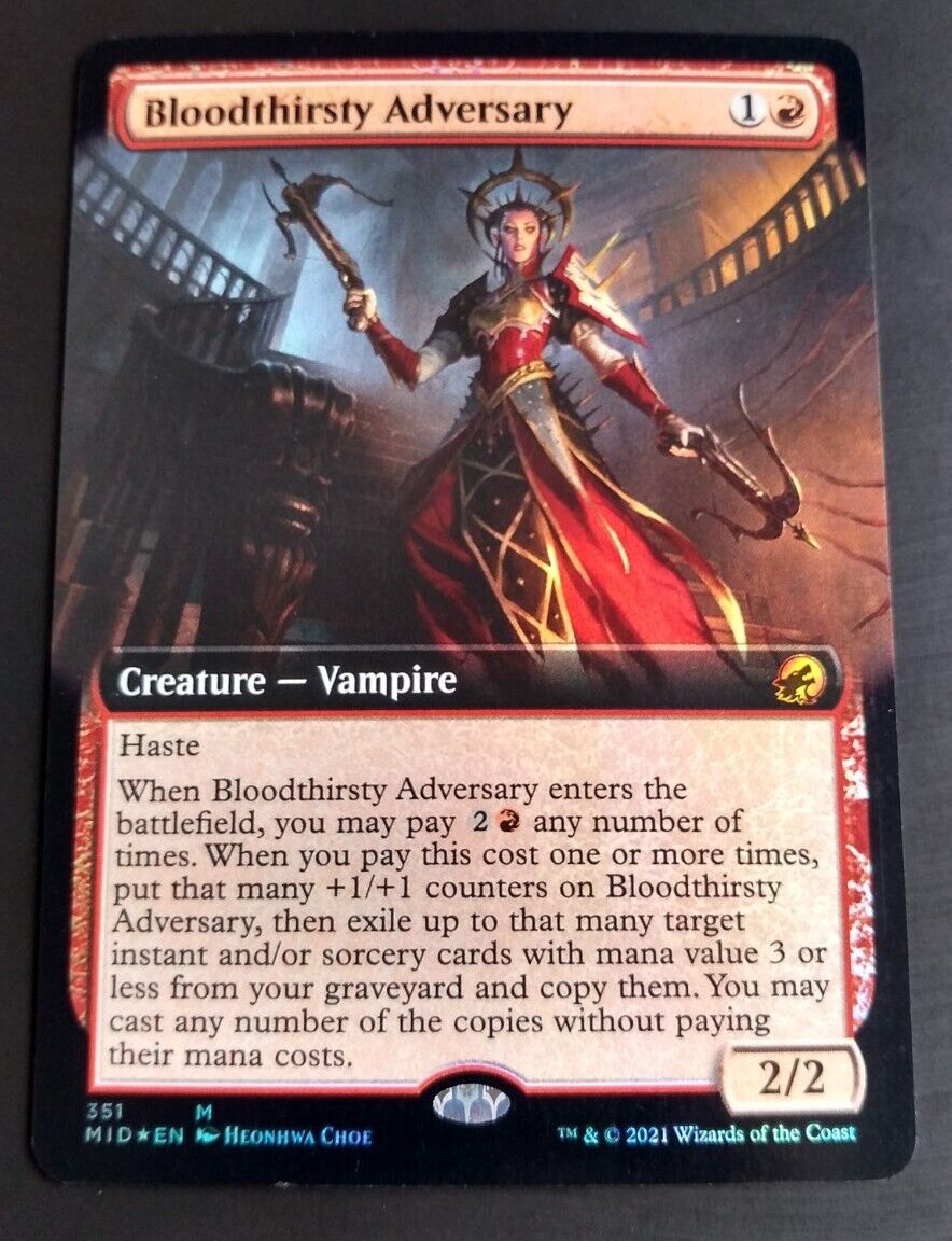 MTG Midnight Hunt - Bloodthirsty Adversary - Foil Extended Art Mythic 