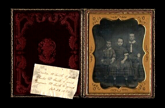 Large Half Plate 1850s Daguerreotype of ID'd Smith Children