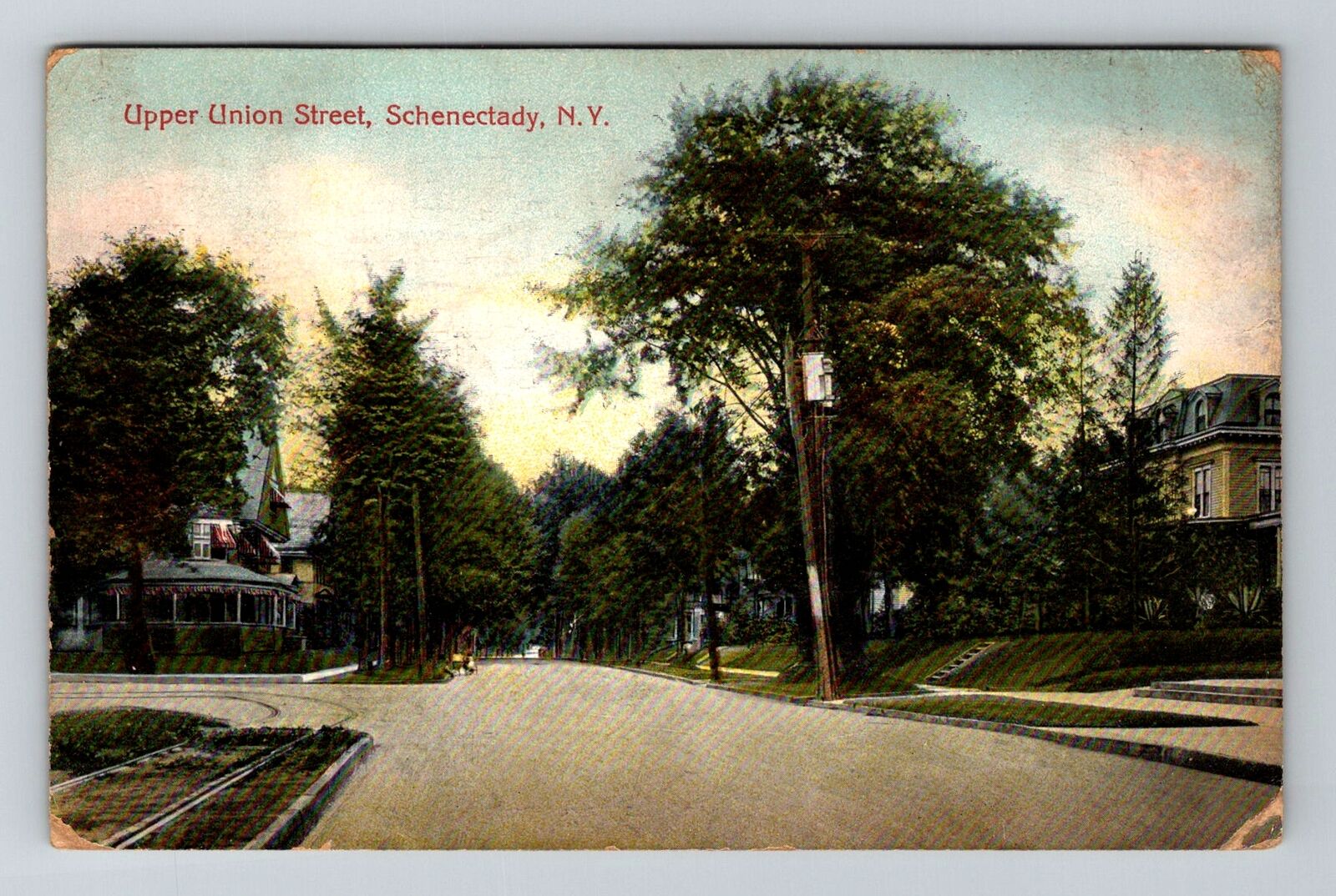 Schenectady NY-New York, Upper Union Street, c1908 Vintage Souvenir Postcard