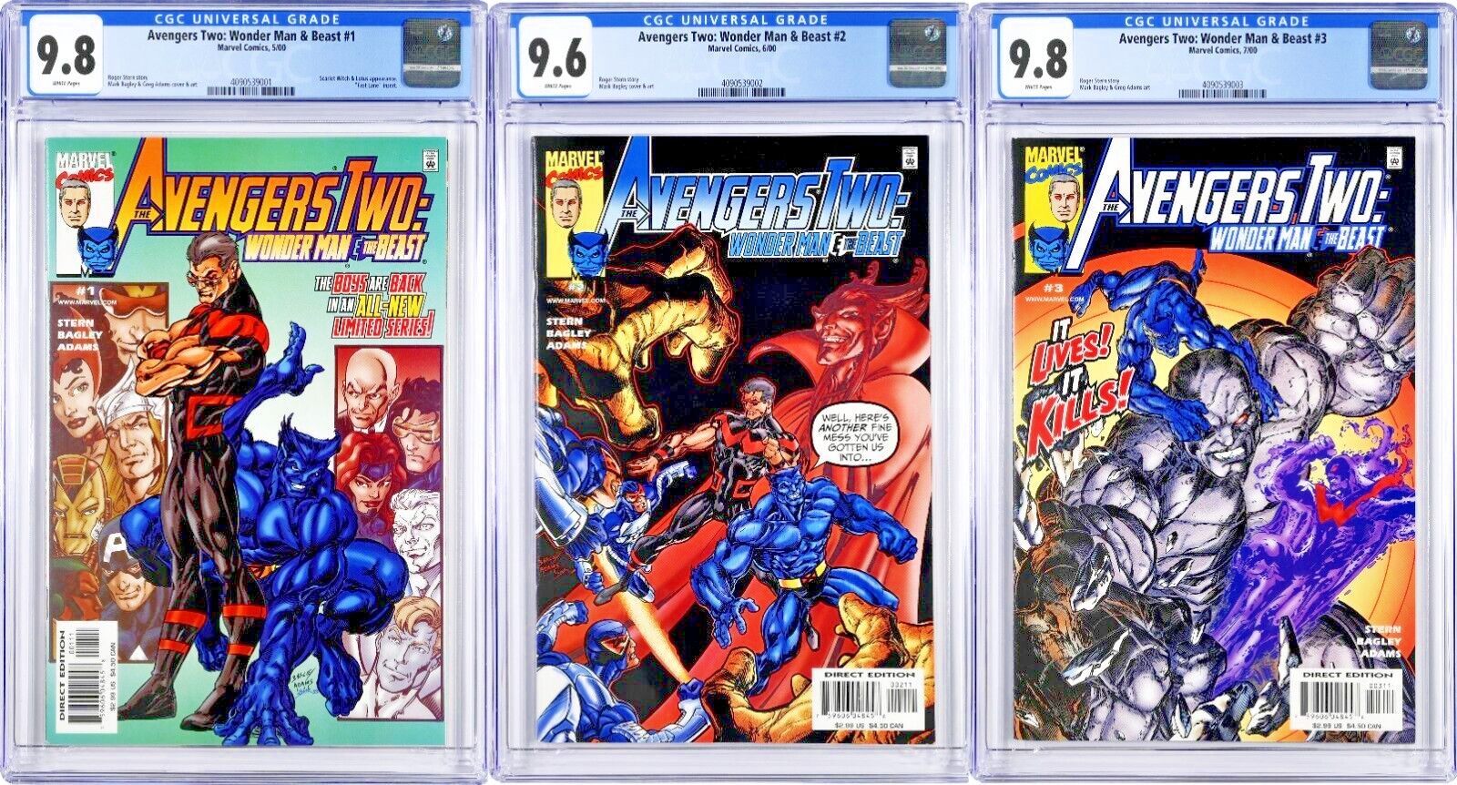 Avengers Two: Wonder Man & Beast #1-2-3 CGC 9.8 9.6 9.8 (2000, Marvel) 3 Issues