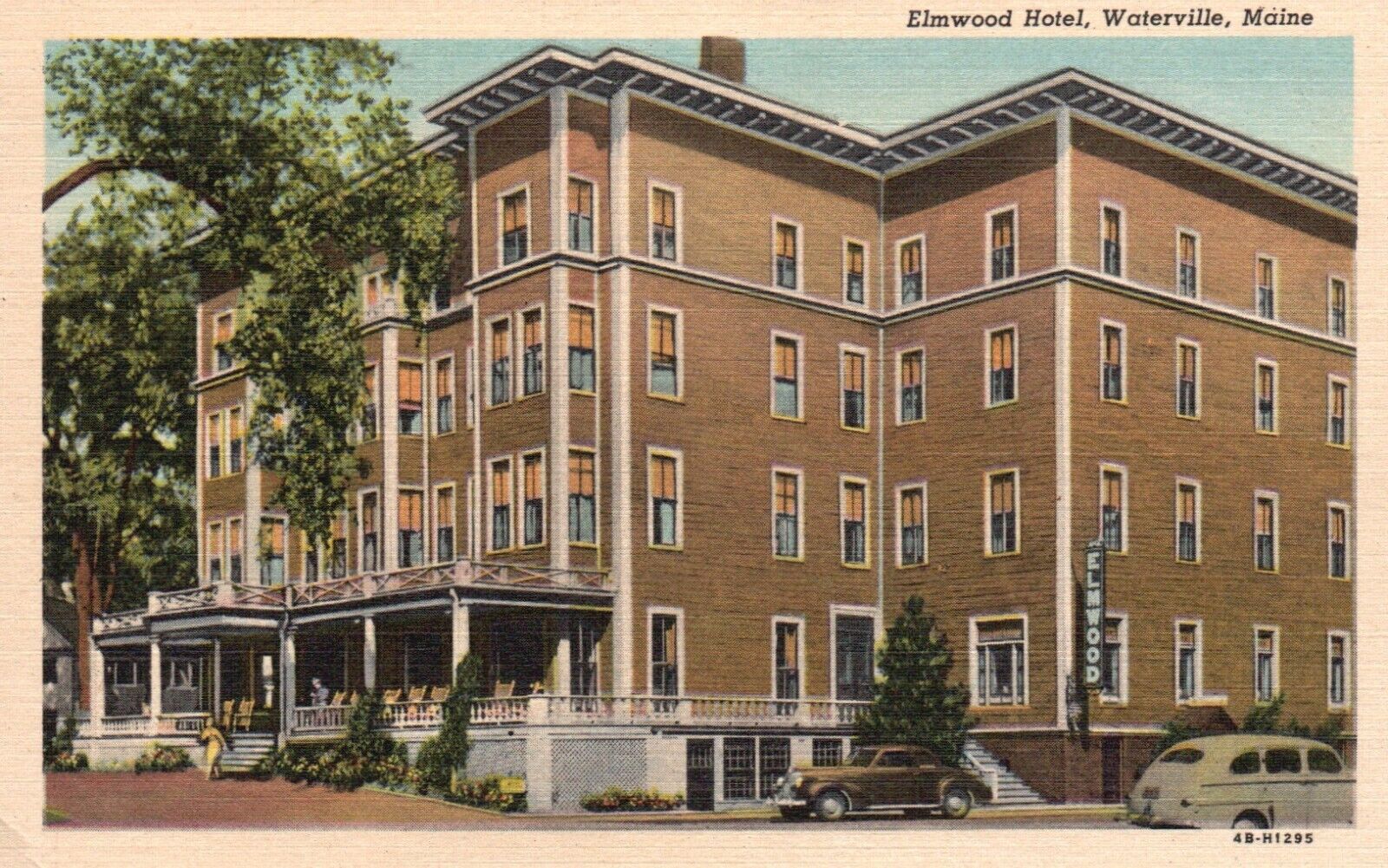 Postcard ME Waterville Maine Elmwood Hotel 1944 Linen Vintage PC f1859