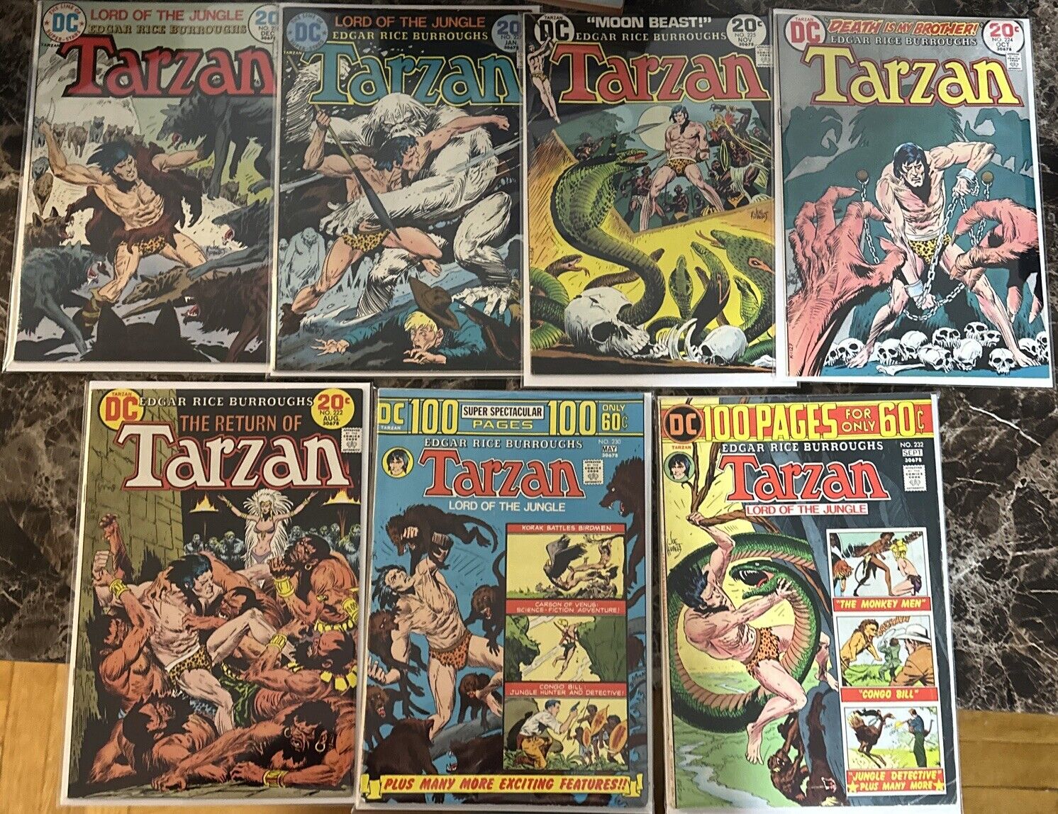 Tarzan #222 #224 #225 #226 #227 #230 #232 Dec 1973 Bronze Age DC Comics