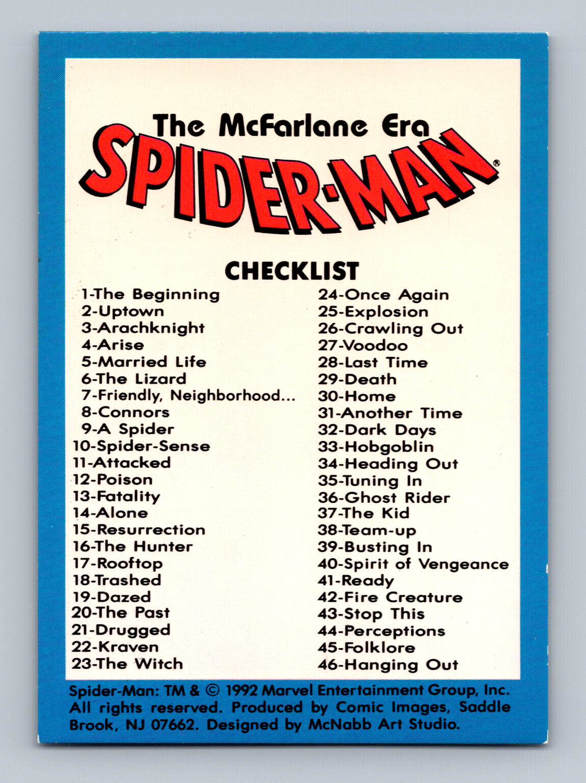 1992 Marvel Spiderman The McFarlane Era - Pick A Card - BUY2GET4FREE