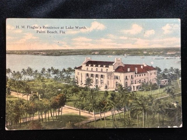 ANTIQUE POSTCARD H. M. FLAGLER\'S RESIDENCE AT LAKE WORTH, PALM BEACH, FLA 1912