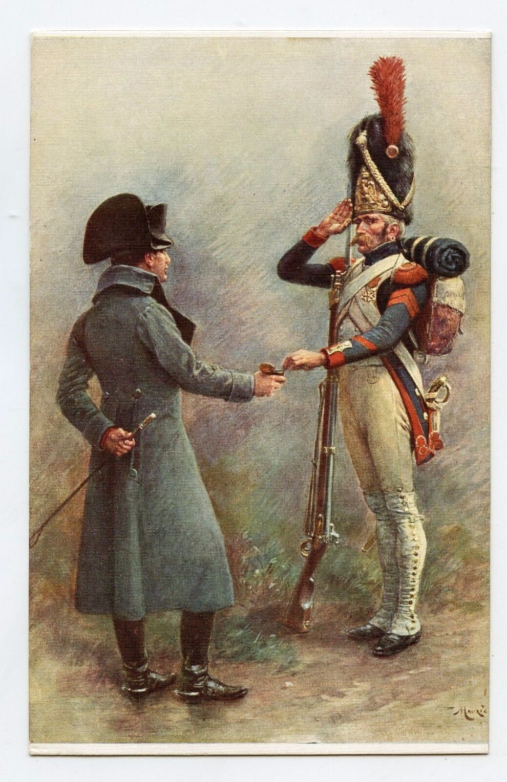 Napoleon. THE EMPEROR Offering A Taken IN One Grenadier. Orange