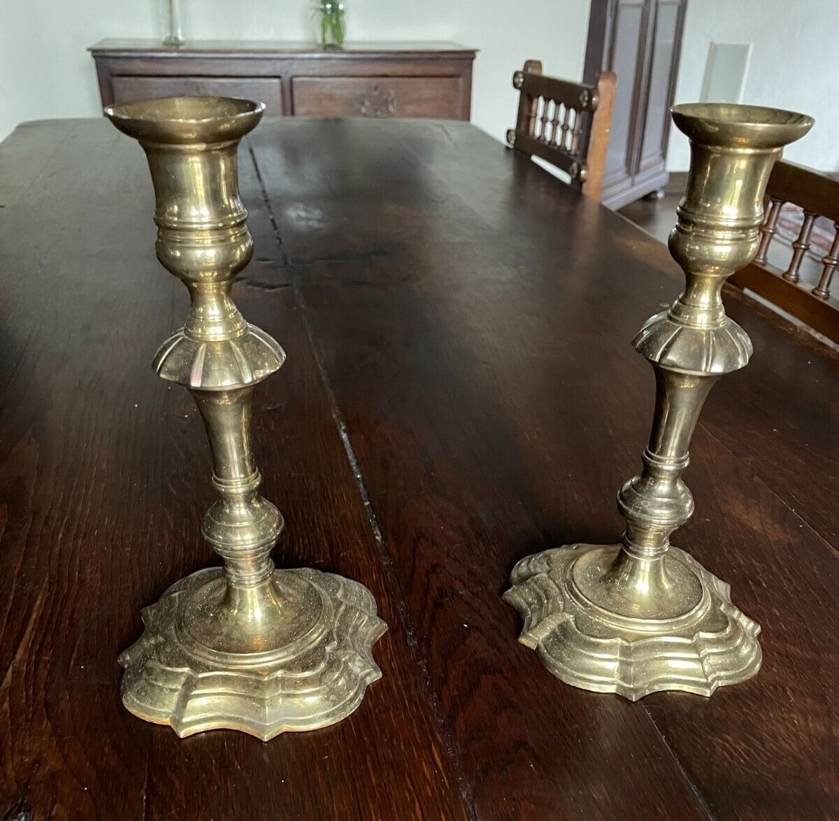 2 Mottahedeh Brass Candlesticks 9” Tall Historic Charleston Reproduction