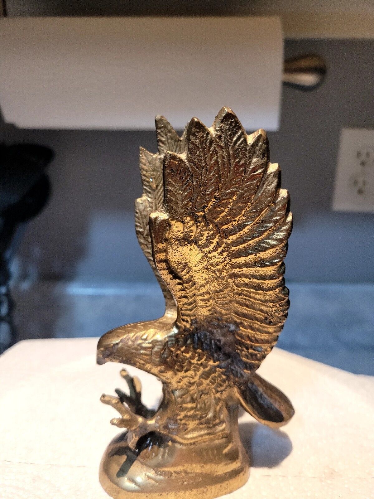 Vintage Solid Brass Flying Eagle Bird Figure/Statue - 5.5\
