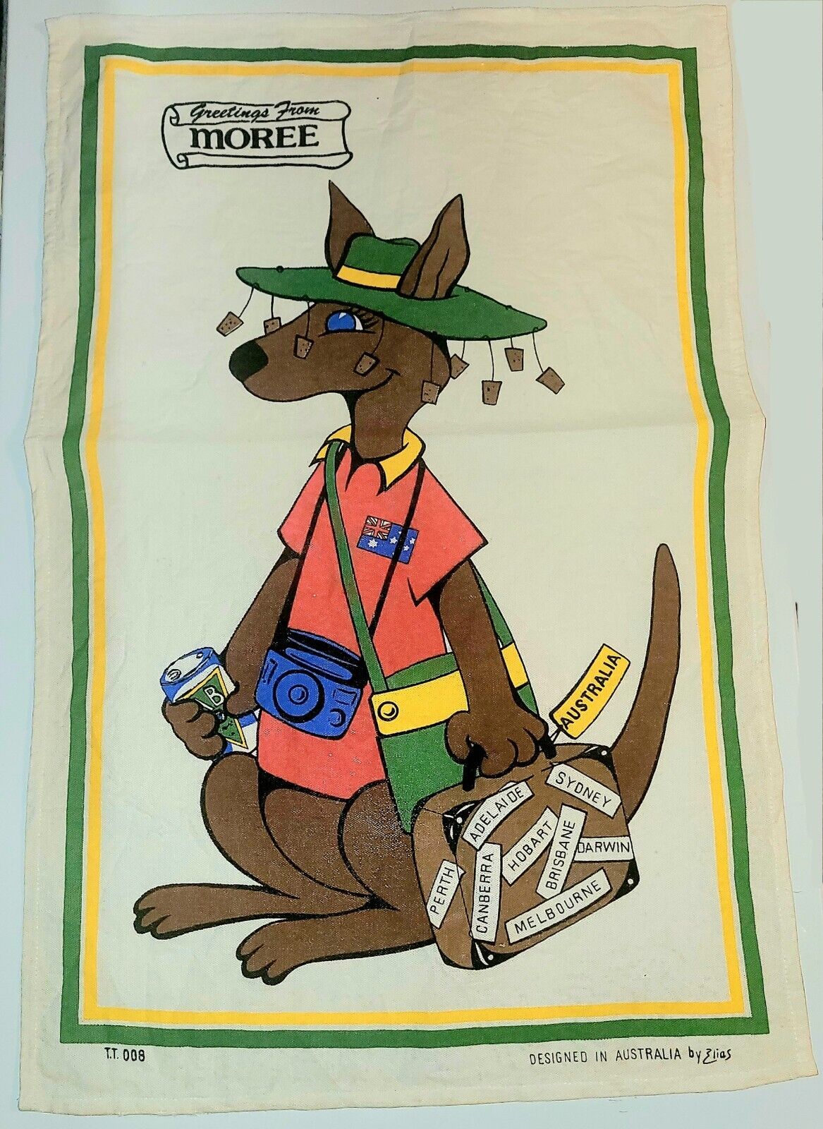 VINTAGE Australian Tourist Themed Kangaroo Linen  29\