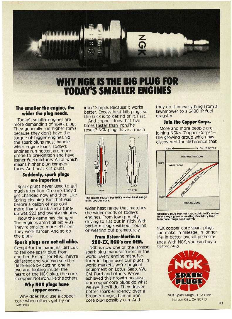 1981 NGK Spark Plugs Vintage Print Ad