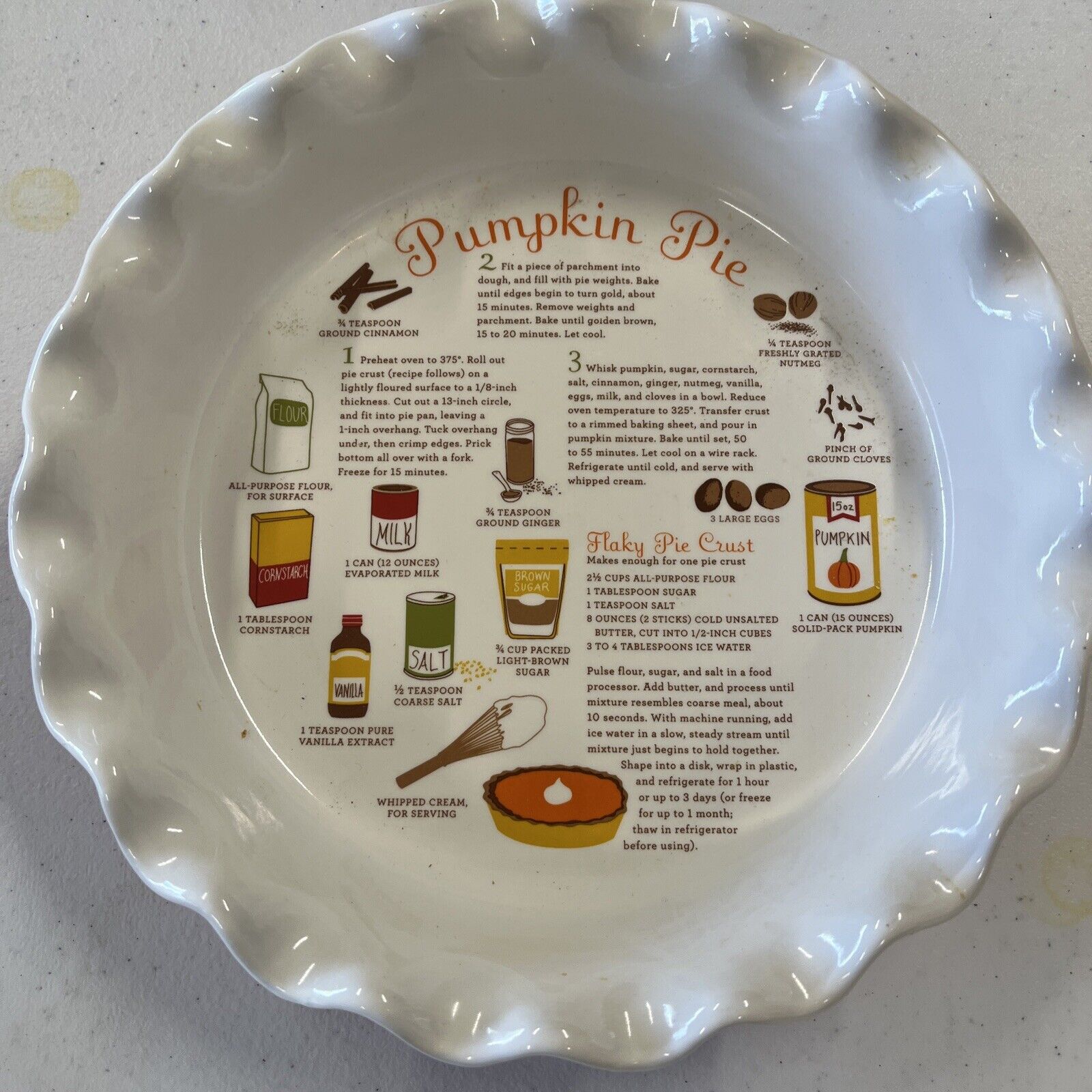 Martha Stewart Pumpkin Pie Recipe Pan Plate Mold
