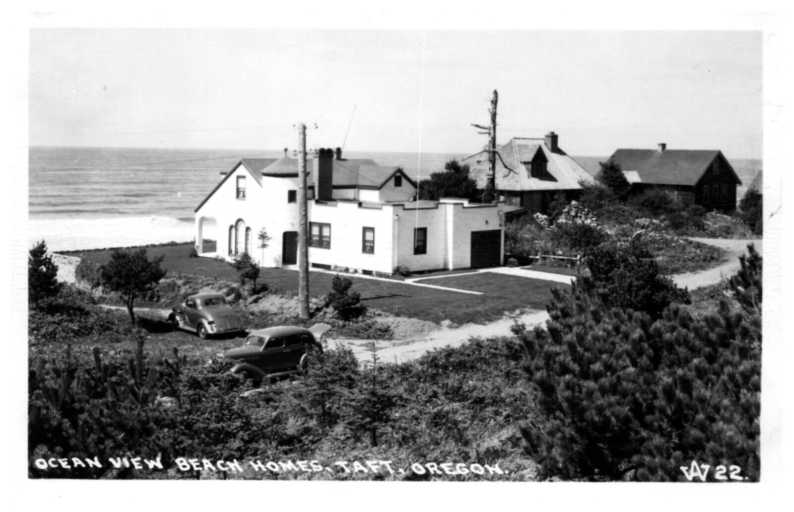 Ocean View Beach Homes Taft Oregon 1940s Cars  EKC Stamp Box- A23
