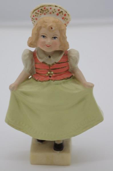 Victorian Girl Figurine Bobbin Head Body Nodder Doll Plastic Pins Missing VTG --