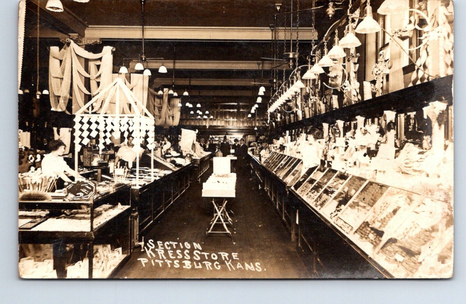 RPPC Real Photo Postcard Kansas Pittsburg Section Kress Store Interior