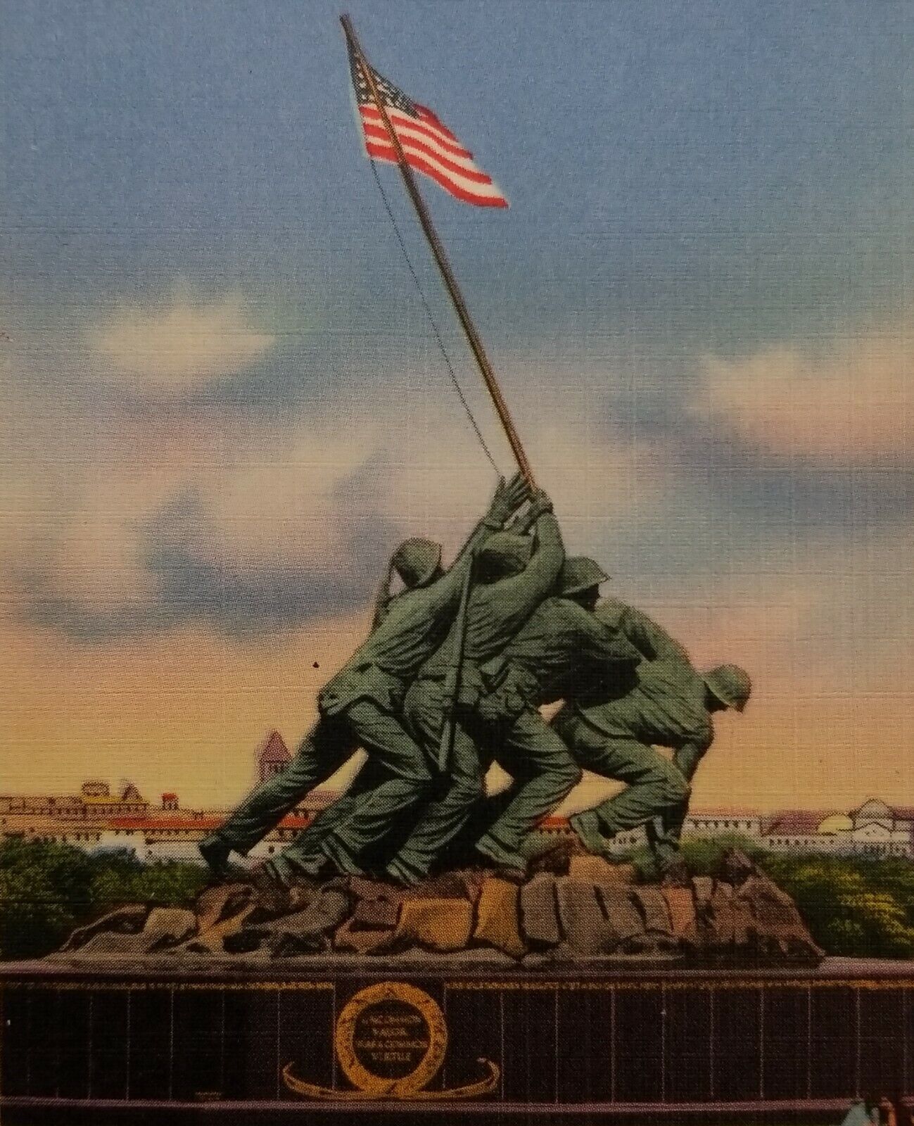 US Marine Corps War Memorial Arlington Virginia Postcard WWII Raising Flag Jima