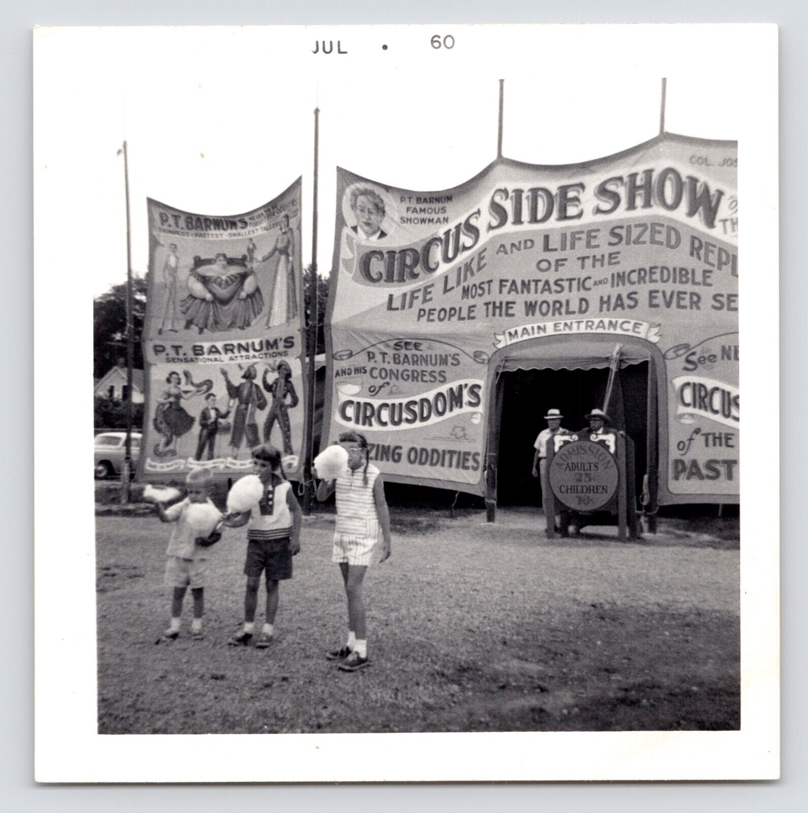 c1950s-60s~Kids Cotton Candy~Circus Tent Entrance~Baraboo WI~Museum~VTG Photos