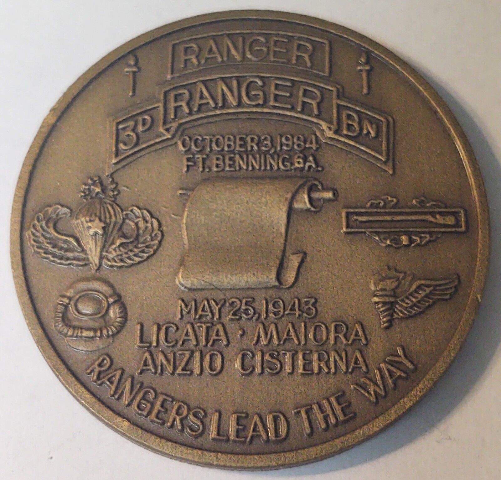 🔥 Vintage 1990\'s US Army 3rd Ranger BN 75th Infantry Challenge Coin Panama