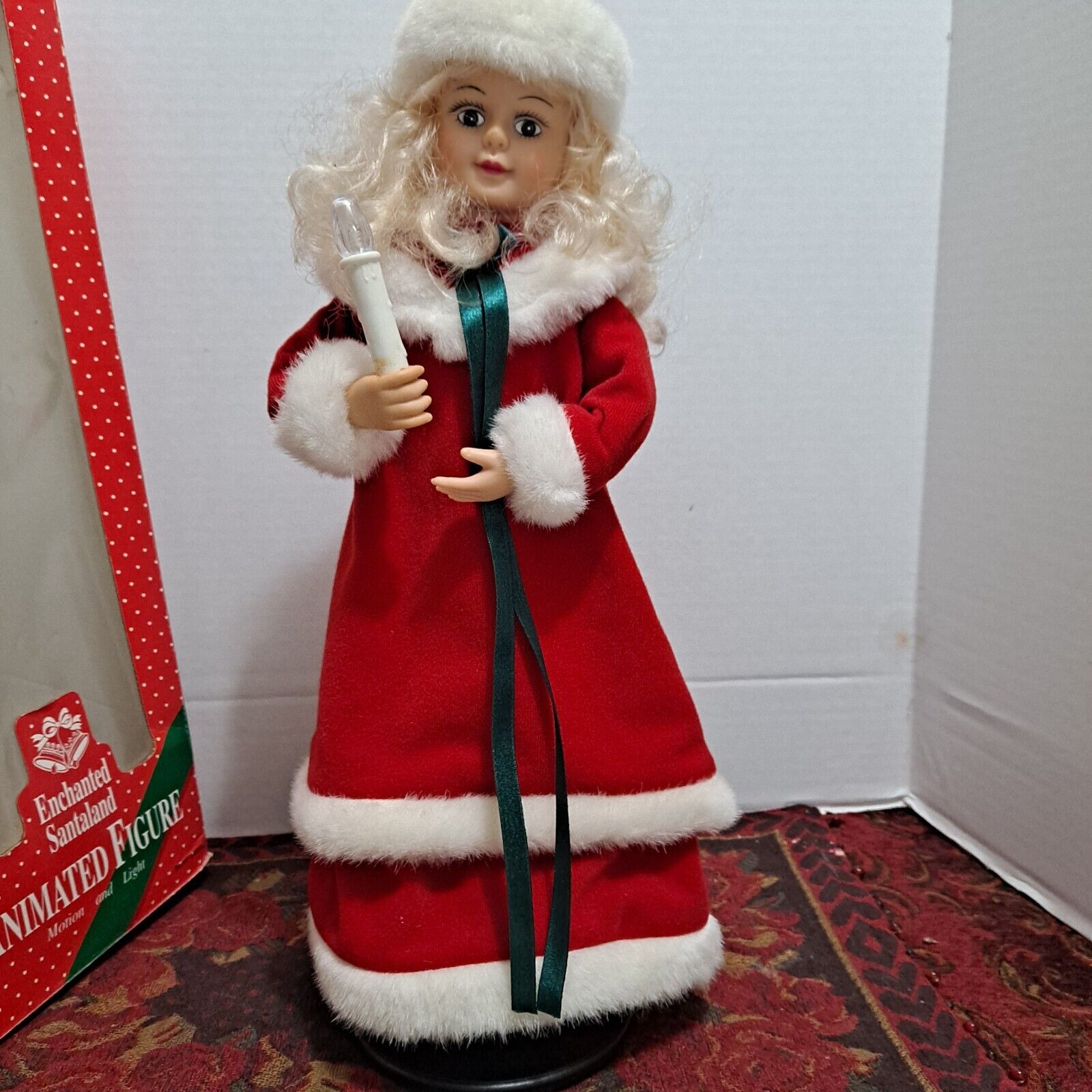 Vintage Enchanted Santa Land K Mart  18\'\' Tall Girl With Candle Christmas Decor