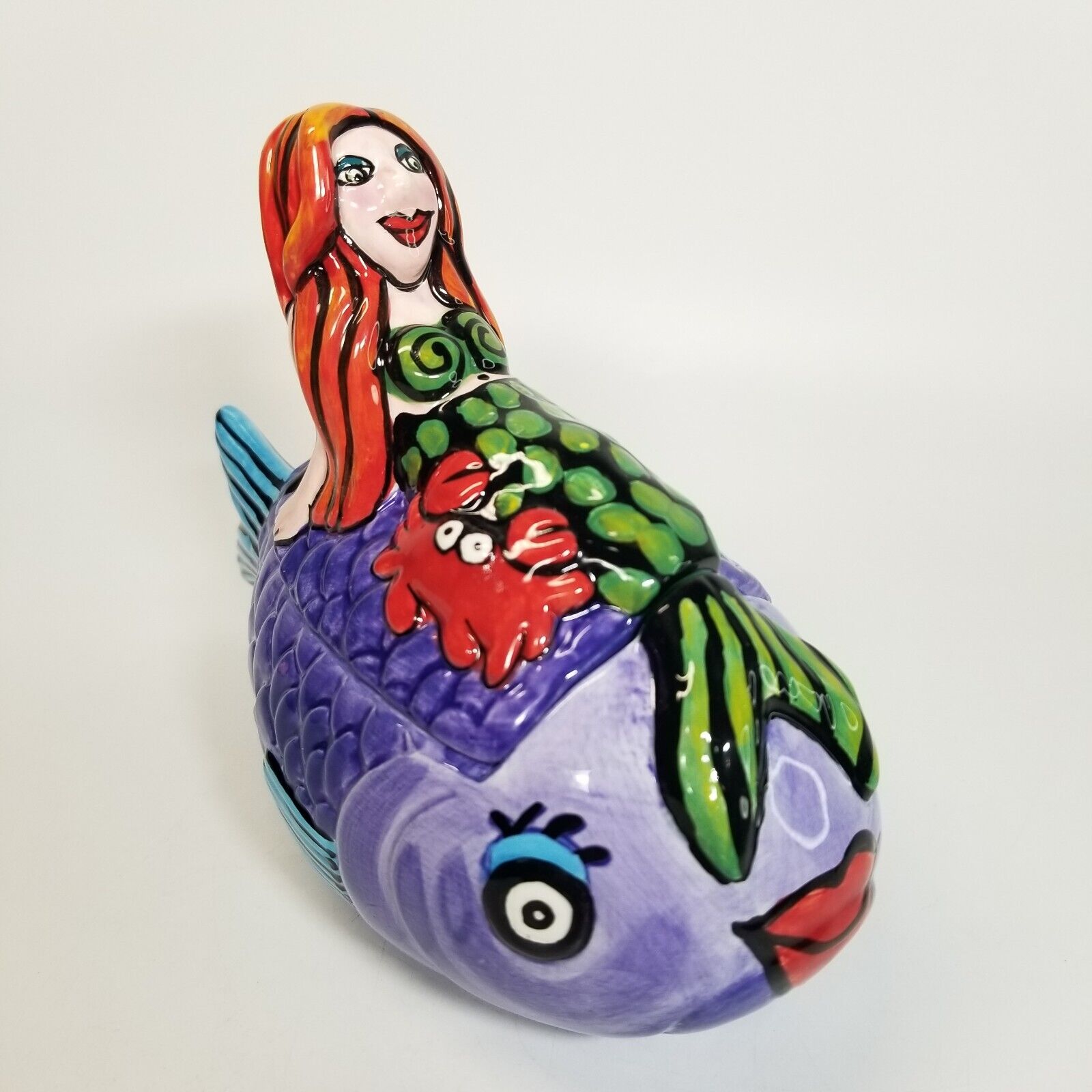 As Is- Nicole Engblom Mermaid Trinket Dish Redhead Under the Sea Whimsical Ceram