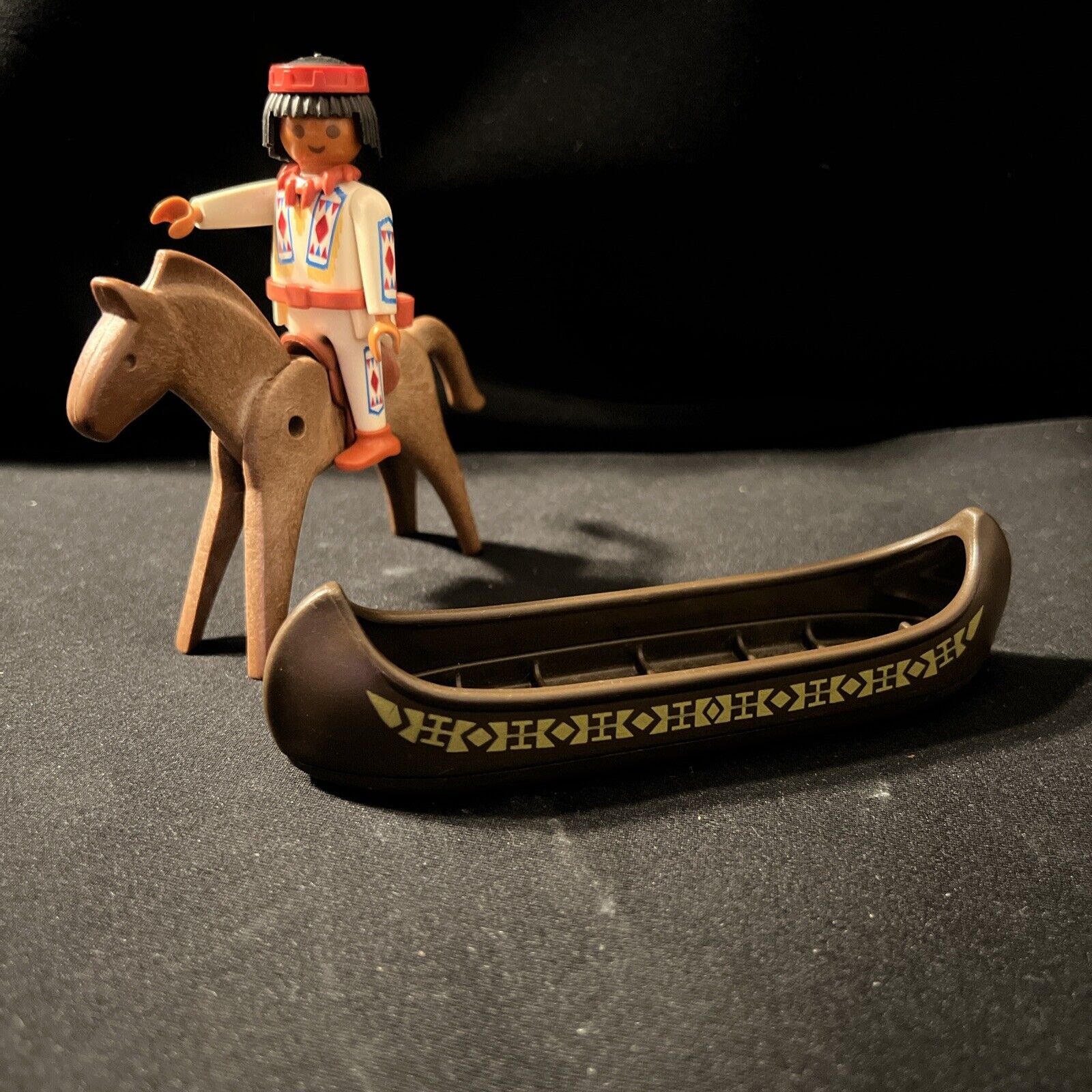 Playmobile Native American On A Horse & Canoe