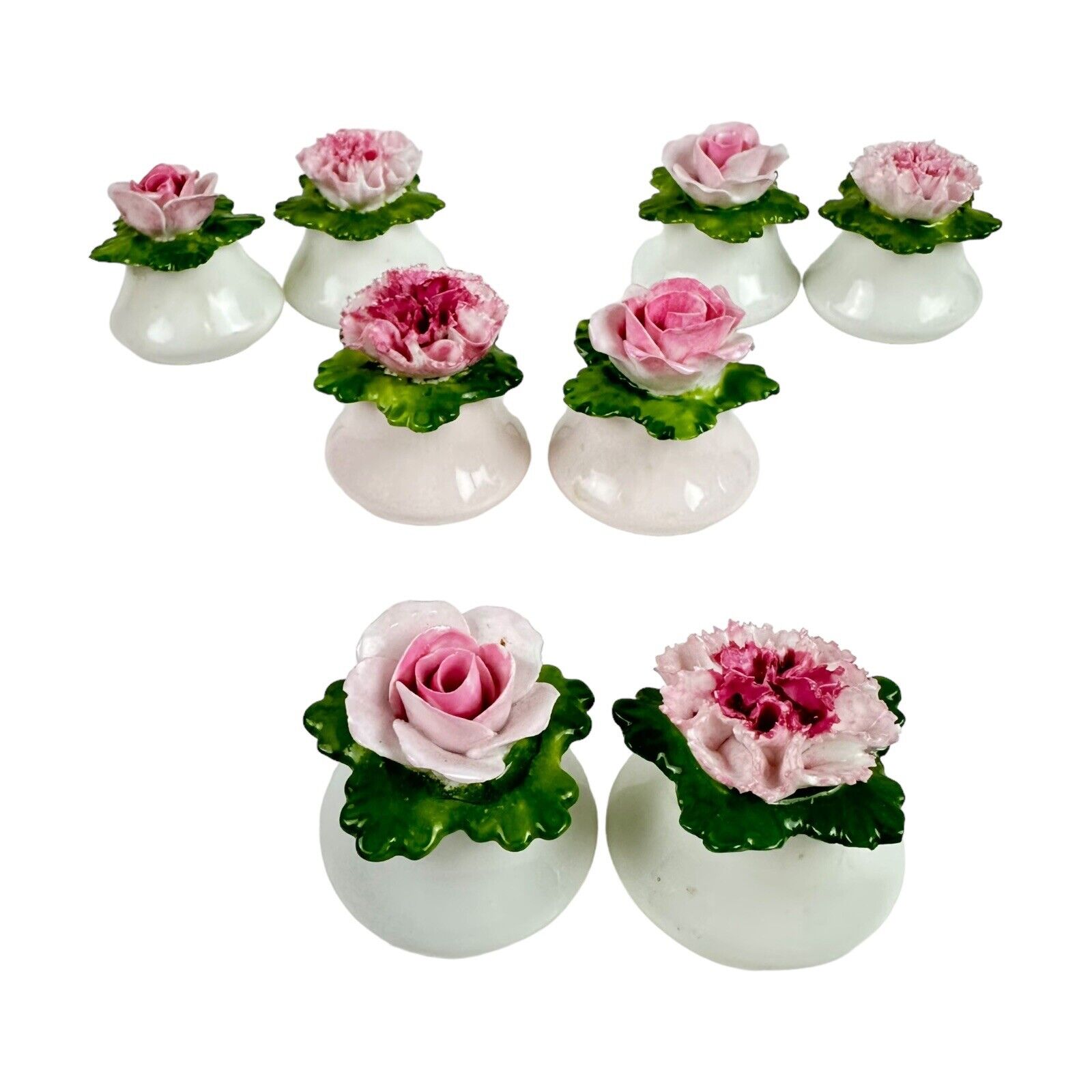 Lot  Of 4 China Pink Carnation and Rose Leaves Salt and Pepper Shakers  weddings