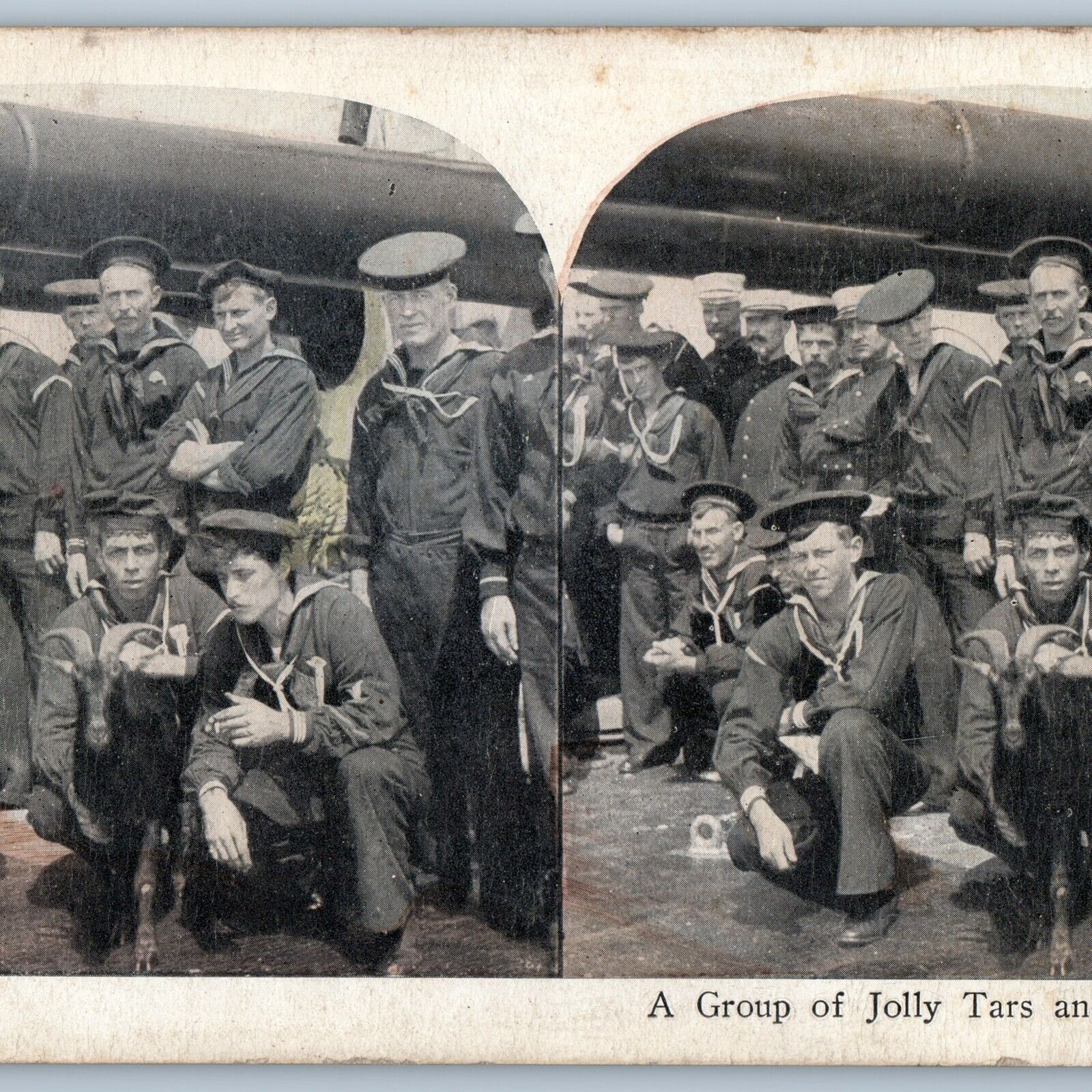 c1900s US Navy Reserve Jolly Tars Sailors Cool Men Smoking Gun Stereoview V41