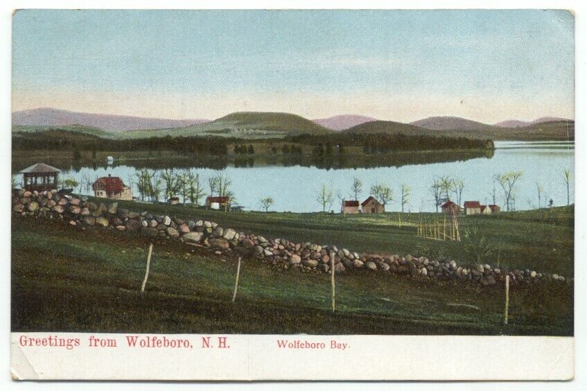 Wolfeboro Bay NH Greetings Old Postcard New Hampshire