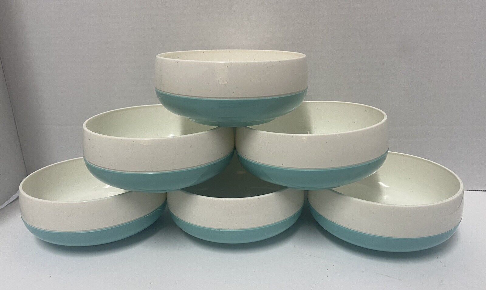 Bopp-Decker Vacron - Insulated Bowls Turquoise/White Set Of 6 - Retro MCM