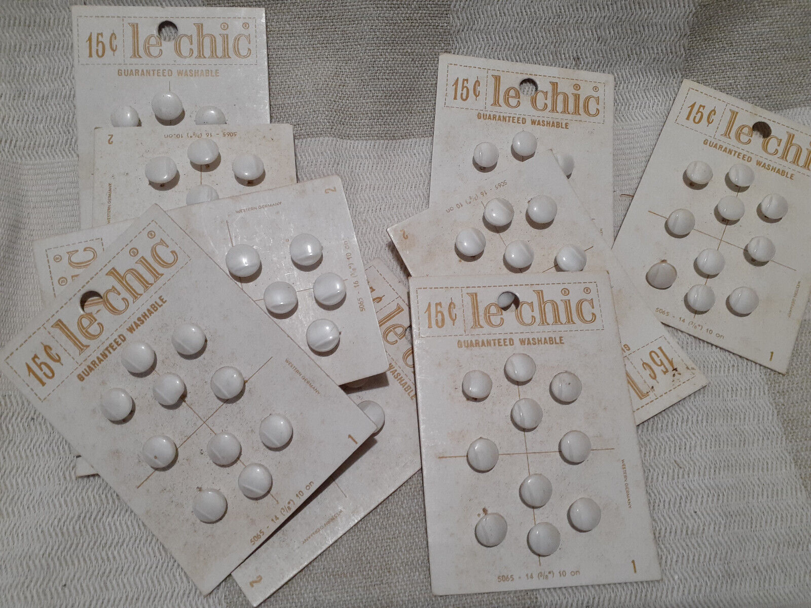 Vintage le chic White Buttons on Original Card