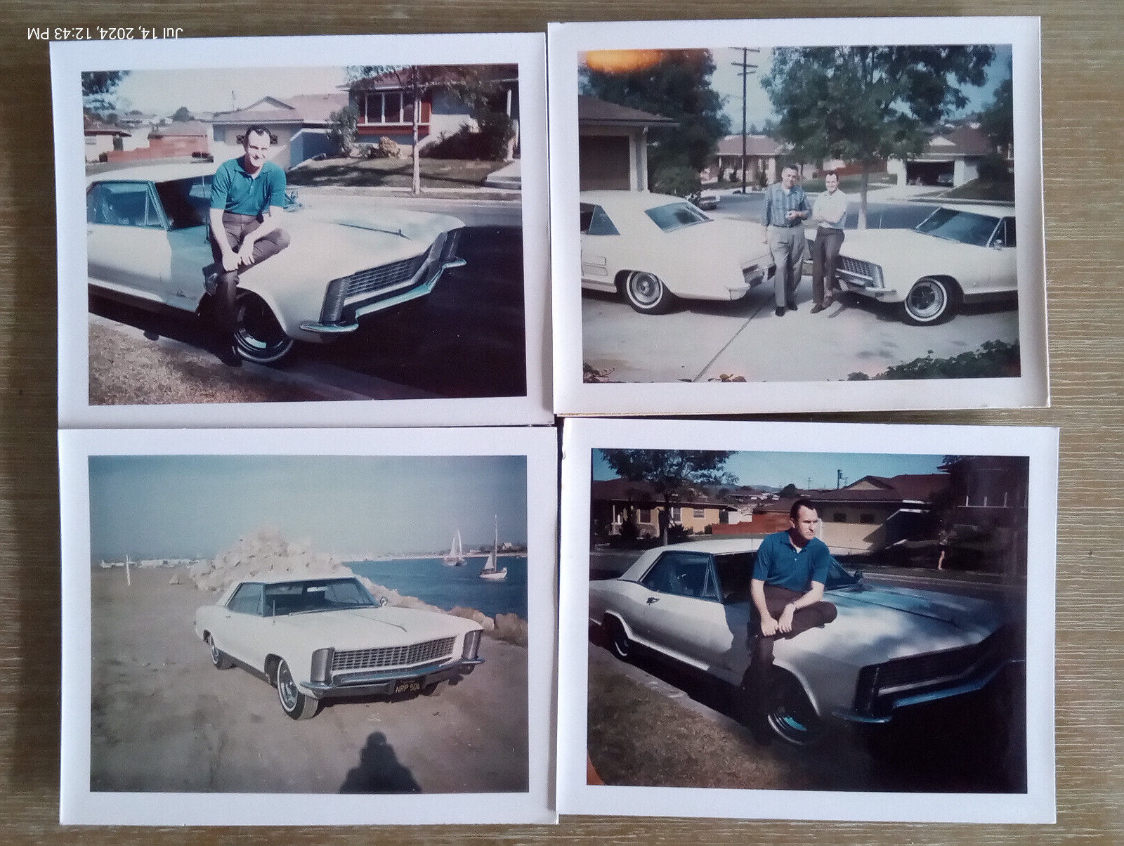 (4) Vintage Polaroid Snapshots - 1960\'s White Pontiac