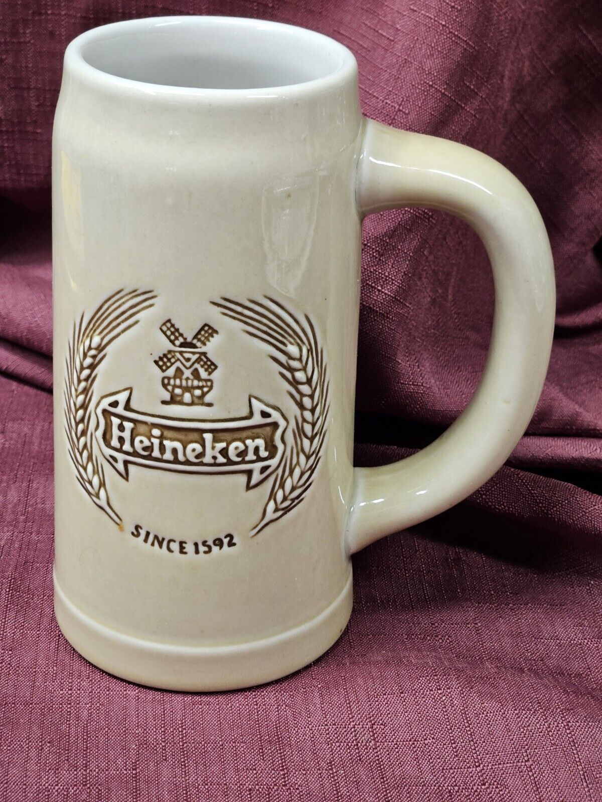 Tall Ceramarte HEINEKEN\'S Stoneware Beer Mug 16 oz.