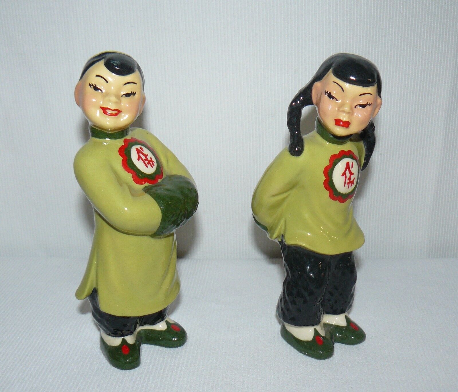 Ceramic Arts Studio Pair of 2 Asian Male and Female Figurines 6 1/2\