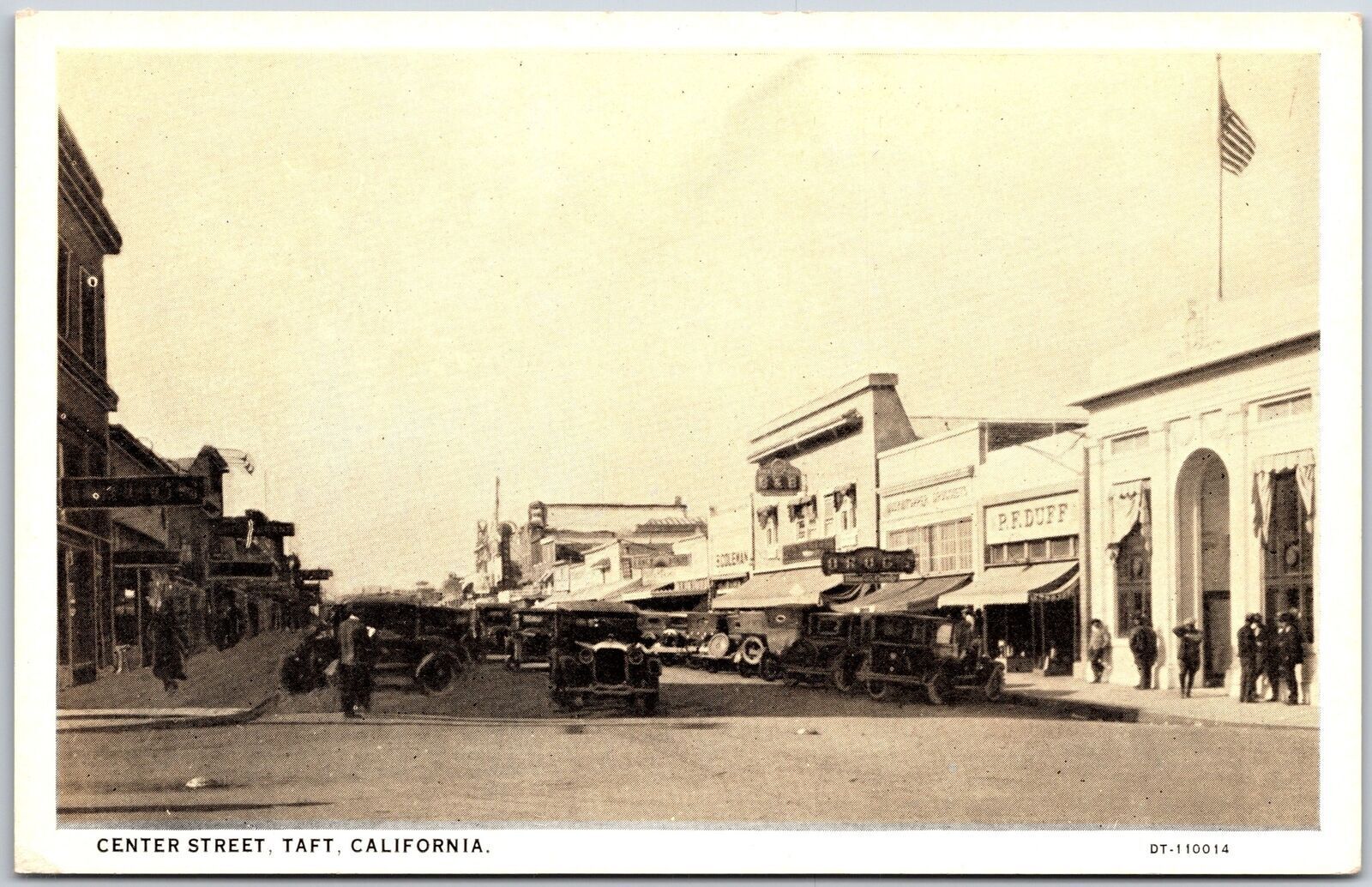 Center Street Taft California CA Buildings Main Road Jeepneys Postcard